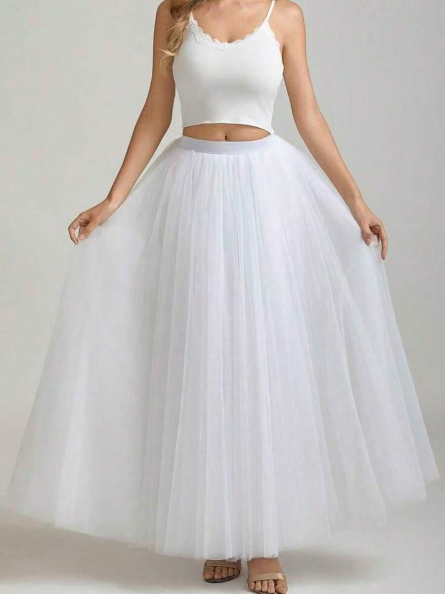 超长薄纱连衣裙，配有可拆卸缎带，适合舞会、万圣节、角色扮演、晚宴、情人节、秋季女装 - 彩色 - 查看 1