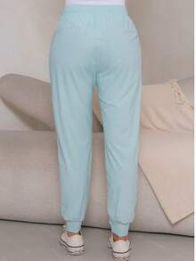 Women's Polyester Tie-Front Pants - Cadet Blue - View 2