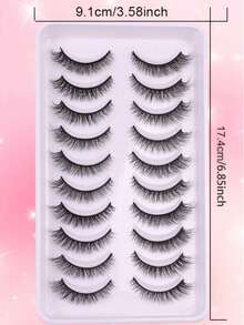 10对柔软蓬松8D全睫毛，手工弯曲，自然延长眼尾，3D加厚，瞬间拉长眼型，放大双眼妆容配件 - 查看 5