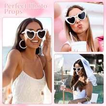 1/2pcs/Set Vintage Style Groom & Bride Heart Shaped Glasses Set - Suitable For Black & White Wedding Party, Bridal Shower Gifts, Couple Photo Props, Romantic Event Essentials - Multicolor - View 9