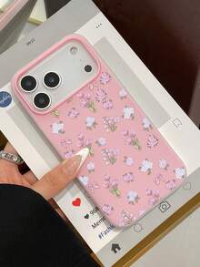 Soft Pink Tulip & Bowknot Phone Case, 2-In-1 Pink PC+TPU Semi-Transparent Matte Dual Protection, Skin-Friendly, Anti-Fall, Anti-Slip, Anti-Fingerprint, Sweet Girly Style Phone Case, Ideal Gift For Valentine's Day/Mother's Day/Birthday/Holidays, Versatile Daily Use, Compatible With IPhone 17 Pro Max/17/17e - Pink - View 7