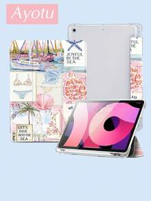 Ayotu 1pc Ocean Element Collage Tablet Case & Kindle E-Book Case Compatible With IPad 10th Generation, 11/Air 4th/Air 7th/9.7 Inches, Compatible With Samsung Galaxy Tab A9 Plus, Kindle (11th Generation-2024 Release)(6 Inch), Kindle Paperwhite 12th Gen 2024, Great Holiday Gift, Stylish And Simple Pattern. - Multicolor - View 4