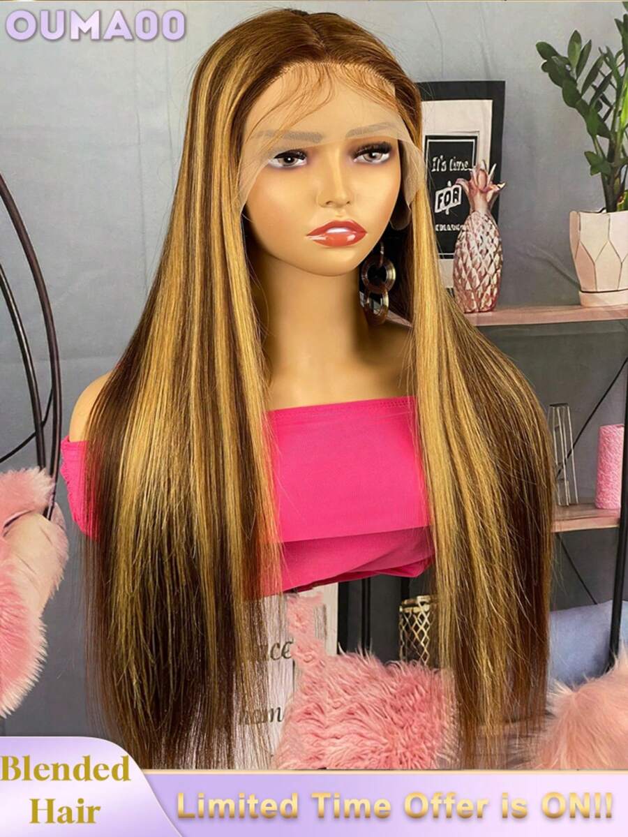 200% Ultra High Density Sleek Straight Wig - 13x4 HD Transparent Lace Front Brazilian Virgin Human Blended Hair, Pre-Plucked With Baby Hair & Natural Hairline, Glueless Frontal Wig For Women, Luxurious Ultra-Full Silky Style, No Glue & Ready To Wear