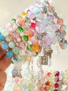 15Pcs Boho Glass Beaded Bracelet Set, Butterfly & Tassel Charm Elastic Bracelets, Elegant Jewelry For Daily Wear, Beach Vacations & Birthday Gifts - 15Pcs Mixed - 查看 5