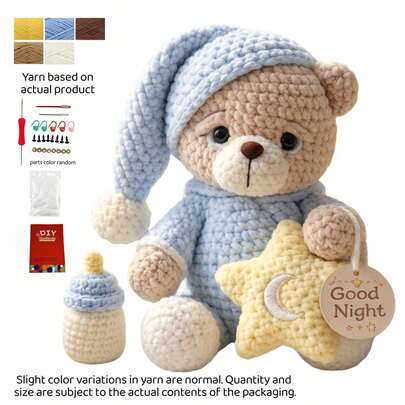 1 Set Kit de Ganchillo de Animales para Principiantes, Kit de Ganchillo para Adultos con Tutoriales de Texto Paso a Paso, Suministros de Tejido DIY de Oso, Adornos Decorativos para el Hogar Lindos y Divertidos, Regalos de Cumpleaños, Día de San Valentín y Pascua