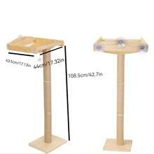 吸盘式猫爬架，猫咪玩耍和晒太阳平台，木制悬挂式猫吊床和树组合 - 香檳色 - 查看 6