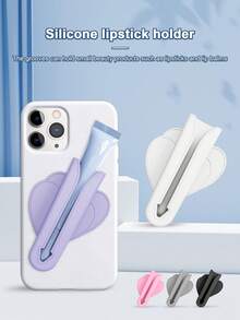 Slouchy Heart-Shaped Silicone Lipstick Holder, Lip Balm Clip, Phone/Tablet Stand - Multicolor - View 2