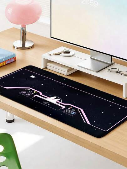 可爱宇航员兔子超大鼠标垫，防滑防水桌面垫，办公游戏键盘垫，治愈系少女风超大鼠标垫
