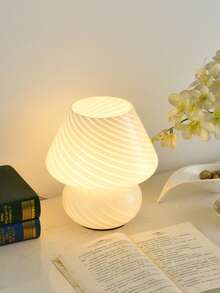 Đèn bàn LED USB hình nấm bằng thủy tinh màu hổ phách, đèn bàn họa tiết gợn sóng nước, đèn ngủ dịu nhẹ cho phòng ngủ, phòng khách. - Một cỡ - Xem 6