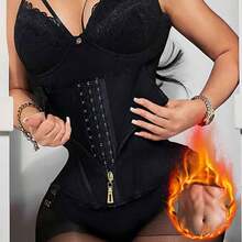 Women's Plus Size High Compression Waist Trainer Belt - Latex Body Shaper With Adjustable Closure, Posture Correction & Curvy Figure -, Party, Everyday - Elegant Black Latex Waist Cincher - 杏色 - 查看 3