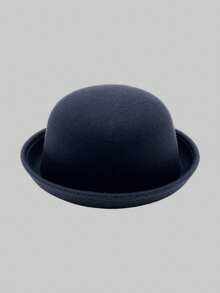 1pc Solid Color Casual Polyester Round Top Hat, Versatile For All Seasons - Bowler Hat - View 4