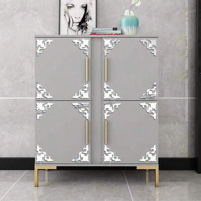 4片装3D亚克力镜面墙贴，可移除墙贴，适用于客厅、卧室、浴室、家居、家具、橱柜角落装饰