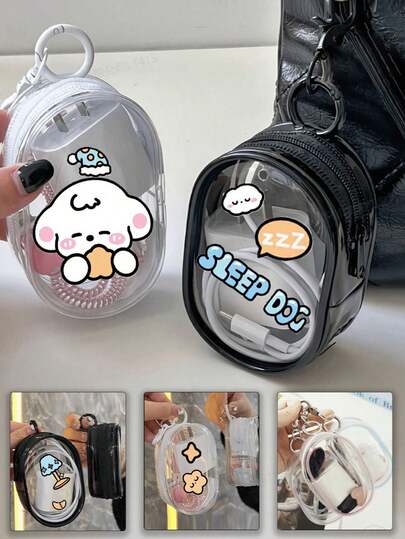 2pcs/1pc DIY Sticker Storage Bag, Portable PVC Transparent Mini Data Cable Organizer Pouch, DIY Storage Bag. Double Zipper Design, Suitable For Storing Data Cables, Chargers, Earphones, Jewelry And Small Accessories, Hearing Aids Travel Bag, Keys, Coins, Etc. Lightweight, Zipper Closure, Washable - Ideal For Travel And Daily Carry.