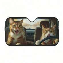 Cat Themed Car Sun Visor, Cute Cartoon Design, Sun Shading & UV Protection, Keeps Dashboard Cool, Fits Most Sedans, SUVs And RVs, Portable & Foldable, Fashionable Car Accessory, Must-Have Car Decor, Eye-Catching Photo Prop - Multicolor - View 14