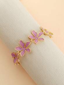1件少女粉色花朵手链，ins风自然灵感百搭饰品 - 彩色 - 查看 3