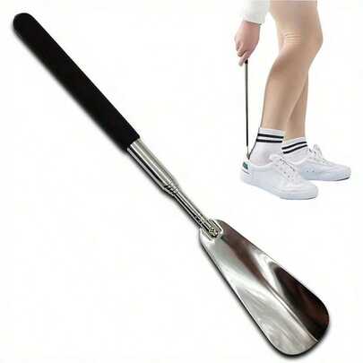 1Pc Telescopic Stainless Steel Shoe Horn With Soft Handle, Extendable Long Handled Shoe Helper, Portable Metal Shoehorn For Seniors, Adults,Easy To Use, Durable & Lightweight, Ideal For Home, Travel, Office, Daily Use, Great For Putting On Shoes, Boots, Sneakers, Essential Footwear Accessory,Shoe Rack,Storage Saver,Outdoor,Garden,Travel Essential,Portable,Beach Essential,Graduation Season,Commencement,Graduation Ceremony,Graduation Gift,Graduation Present,Graduation Gift,Graduation Present,Congrats Grad,Congratulations Graduate,Valedictorian,Finish School,Graduation Party