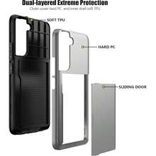 钱包式卡槽手机壳，兼容三星 Galaxy S23 S22 S21 S20 S24 S25 FE S24 Ultra Plus A55 A56 A36 A16 A17，防震防摔保护套 - 灰色 - 查看 7