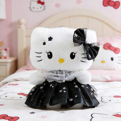 SANRIO 黑色连衣裙儿童毛绒玩具，生日礼物，纪念品，情人节礼物，适合亲子互动