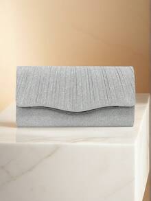 Sac de soirée brillant, sac enveloppe élégant et à la mode, sac à main pour mariage et soirée pour femmes - Argent - Voir 8