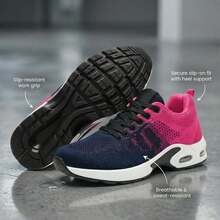 Professional Slip-Resistant Work Shoes For Women, Orthopedic Sneakers For Nurses & Teachers, All-Day Comfort Arch Support Walking Shoes, Wide Fit Breathable Athletic Footwear - 玫紅色 - 查看 1