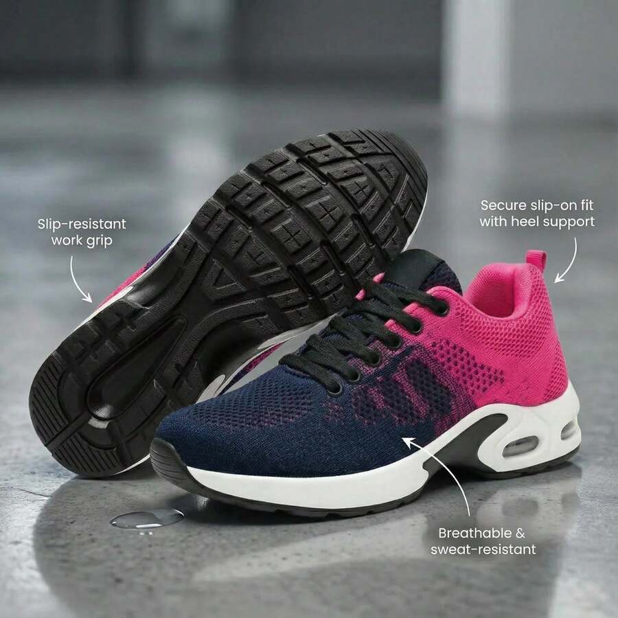 Professional Slip-Resistant Work Shoes For Women, Orthopedic Sneakers For Nurses & Teachers, All-Day Comfort Arch Support Walking Shoes, Wide Fit Breathable Athletic Footwear - 玫紅色 - 查看 1