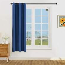 1pc/2pcs Lightweight Pure Blackout Curtains, Metallized Film 100% Blackout Curtains , Top Hanging Rings, Darkens Room Provides Privacy, Living Room/Bedroom Curtains - Navy Blue - View 21