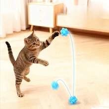 2pcs Elastic High Cat Toy Balls, Interactive Chew Toys, Dental Cleaning Training, Suitable Cat Supplies - Multicolor - View 2