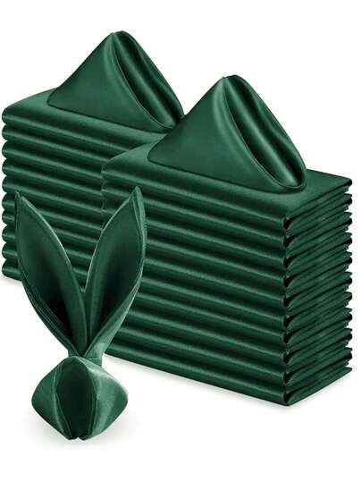 6pcs/12pcs Olive Green Soft & Shiny Satin Napkins, Wedding/Dining/Kitchen/Hotel/Party Table Decor