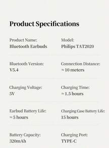 Philips (PHILIPS) TAT2020 True Wireless Noise Cancelling Sports Earbuds - View 4