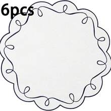 1/4/6pcs Round Placemats And Coasters, Coffee Mats, Kitchen Table Mats, Easy To Clean, Suitable For Kitchen And Dining Room Round Tables, Embroidered, Washable, Reusable - Multicolor - View 15