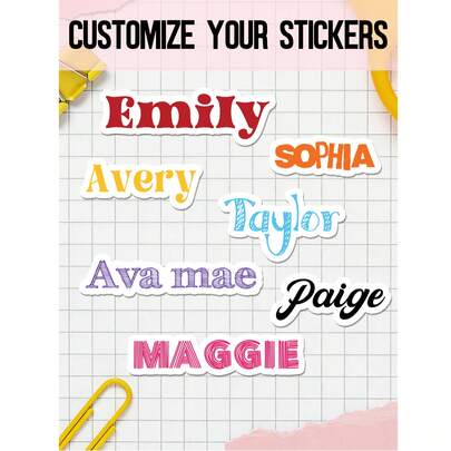 Nhãn dán tên cá nhân hóa, Nhãn dán tên, Nhãn dán tùy chỉnh, Nhãn dán ngày tháng, Nhãn dán chữ hoạt hình dễ thương, Quà tặng tự làm, Đồ thủ công, Chữ viết tay, Nhãn dán đám cưới, Nhãn dán quà tặng. Đa chức năng, Trang trí, Có thể tái sử dụng, Keo dính chắc chắn, Tinh tế, Thời trang, Chất lượng cao, Màu sắc sống động, Hiện đại, Có thể tùy chỉnh, Cá nhân hóa, Độc đáo.