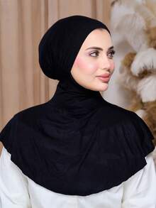 Stretchy Instant Hijab Cap - Soft, Breathable, Full Head And Neck Coverage, Easy Pullover Design - Perfect For Women, Casual Attire - Color - View 3