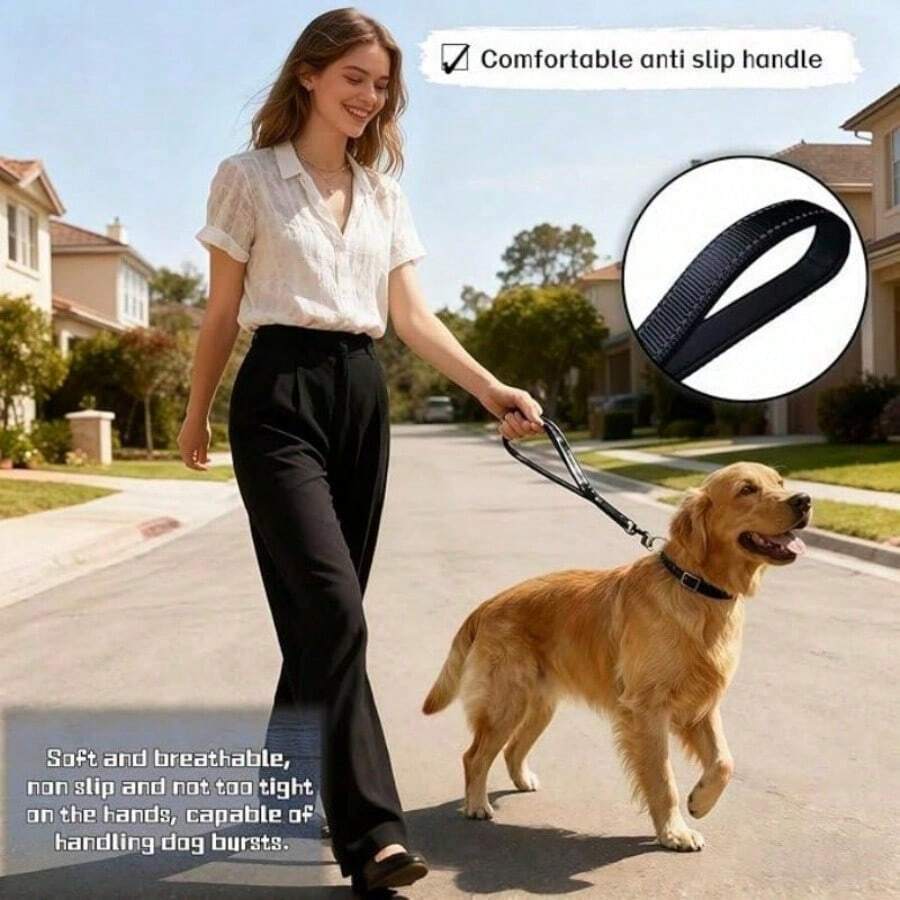 Short Dog Leash With Thick Handle, Durable Nylon Material Dog Training Control Leash With Reflective Design - Multicolor - View 1