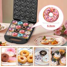 Maquina para Hacer Donas, Mini Donut Maker para 16 Mini Donuts, Fácil de Usar y Limpiar, Doble Cara Antiadherente, 1200W Alta Potencia, para Desayunar, Aperitivos, Postres y Reuniones Familiares - Tipo de Enchufe A USA (110-127V) - Ver 2