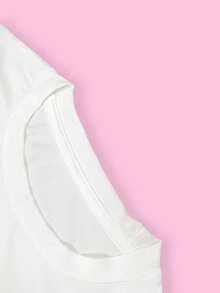 Women's Letter Print Crew Neck Short Sleeve Crop Top - trắng - Xem 3