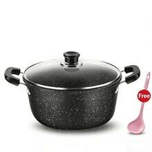 Bộ 1 nồi nấu canh dùng trong gia đình, nồi chống dính, nồi nấu nhỏ có lớp phủ, nồi hấp hai quai dày, thích hợp cho bếp từ và bếp ga, 1 bộ (2 cái/3 cái) - Xem 9