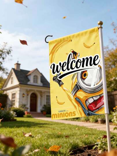 Minions Bandera, Bandera de la playa Jinjun, Bandera de cuchillo, Tela tejida a máquina personalizada, Impresión digital por transferencia de calor, Banderas para exteriores, Diseño escolar de moda, Decoración de fiesta de cumpleaños, Sala de estar y boda, Decoración de fiesta de aniversario.