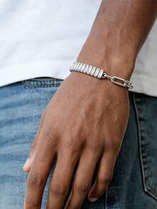 1条百搭立方氧化锆链手链，镀银男女通用饰品，音乐节派对嘻哈生日周年纪念礼物，送给男友 - Bracelet - 查看 6