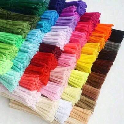 100/1pc DIY Pipe Cleaner Value Pack 60 Bright Colors 30cm Long Plush Tinsel Stem Wire With Step-By-Step Tutorial Video For Flower Making Kids Handcraft Class Home DIY Creation Creative Handmade Material Valentine's Day Mother's Day St. Patrick's Day Graduation Season New Year Gift