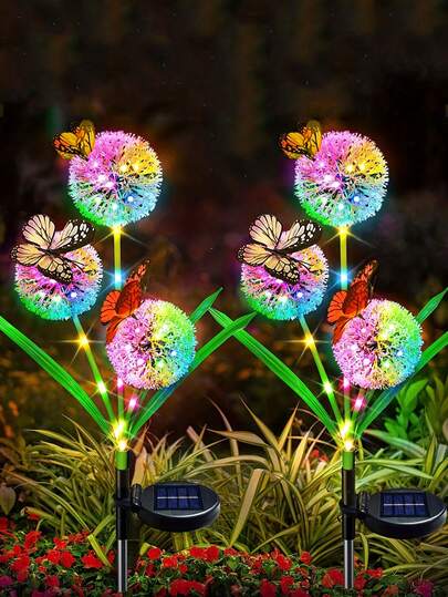 1 chiếc đèn trang trí sân vườn hình bướm và bồ công anh chạy bằng năng lượng mặt trời, đèn bồ công anh ngoài trời năng lượng mặt trời, thích hợp cho sân vườn, sân trước, hiên nhà, bãi cỏ, lối đi, trang trí tiệc sinh nhật, quà tặng cho phái nữ, làm đẹp sân vườn.