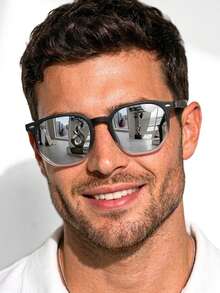 Hexagonal Premium Sunglasses Unisex UV400 Fashion Beach Summer Classic Style Modern Men Women - Bạc - Xem 1