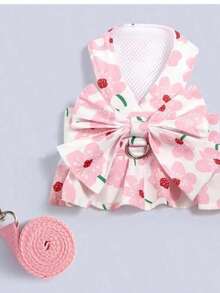 Pet Kitty/Puppy Princess Style Leash Dress, Suitable For Munchkin, Ragdoll, Scottish Fold, Poodle, Samoyed, With Attached Leash - Pink - View 4