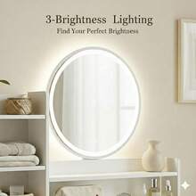 White Vanity Desk With LED Light Mirror, Makeup Table With Drawer & Storage Shelves, Multifunctional Bedroom Dresser, Perfect Gift For Women & Girls - White - View 5