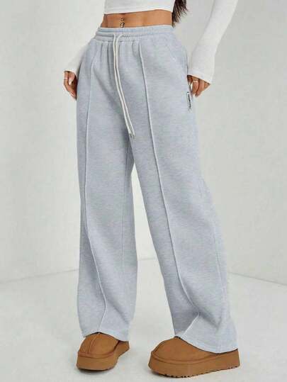 Women's Outdoor Sports Pants, Casual Straight-Leg Pants, Drawstring Elastic Waist Trousers, Suitable For Spring, Summer, Autumn Outdoor, Running, Fitness, Gathering