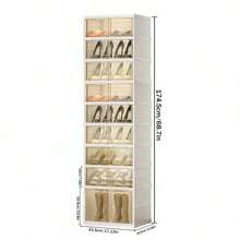 3/6/9-layerShoe box Foldable storage box Easy to assemble Transparent plastic Stackable shoe storage cabinet with lid Large shoe rack - Blanco - Ver 12