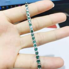 2026新款绿色心形手链，S925纯银，低过敏性，简约精致日常佩戴饰品 - 綠色 - 查看 6