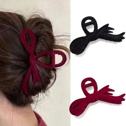 1 chiếc kẹp tóc nữ bằng nhung trơn hình nơ có tua rua, thiết kế rỗng, phụ kiện tóc thời trang ngọt ngào thanh lịch, phù hợp cho trường học, tiệc tùng, chụp ảnh và các dịp khác. Kẹp tóc mùa hè, kẹp tóc đi biển, kẹp tóc du lịch.