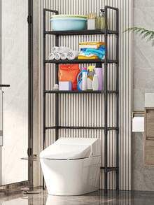 Kệ đựng đồ 3 tầng cho phòng tắm kèm thanh treo khăn và 3 móc treo, màu đen/trắng, chịu lực tốt, thích hợp để sắp xếp đồ đạc trong phòng tắm/phòng vệ sinh. - Nhiều màu - Xem 7