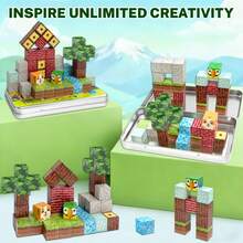 Primitive Forest Magnetic Building Blocks (35-500pcs) Ideal Holiday Gift For Children 3+, Premium Tin Box Packaging, Educational Toy For Building Forest Scenes And Adventure Games - Multicolor - View 6