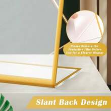 6 chiếc giá đỡ biển hiệu bằng acrylic, hình chữ L, kích thước 5 x 7 inch, màu vàng kim, dùng để trưng bày tờ rơi/thực đơn/ảnh bằng nhựa trong suốt, thích hợp cho khách sạn, văn phòng, nhà hàng. - Vàng L - Xem 3